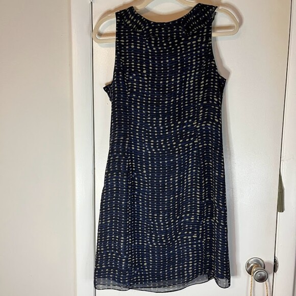 Andrianna Papel Women's Black with Tan Polka Dots Ruffled Front Dress Size S - Picture 2 of 4